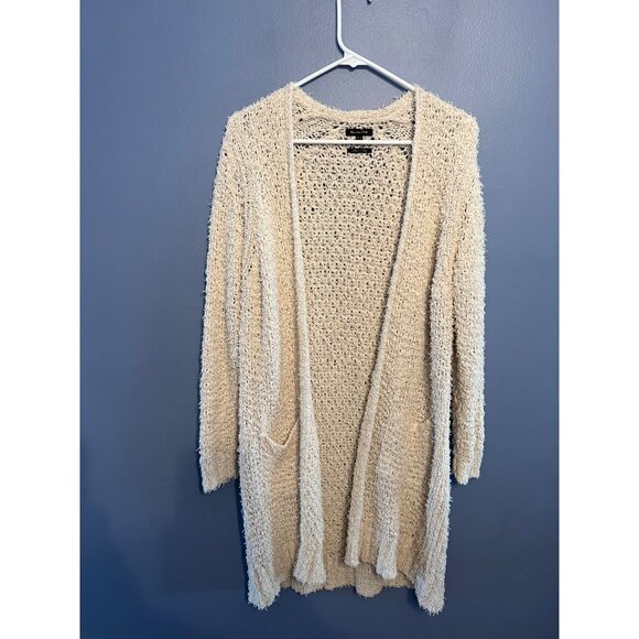 Massimo Dutti Sweaters - Massimo Dutti Women’s Open Knit Pockets Cream Colored Duster Cardigan SZ S Italy